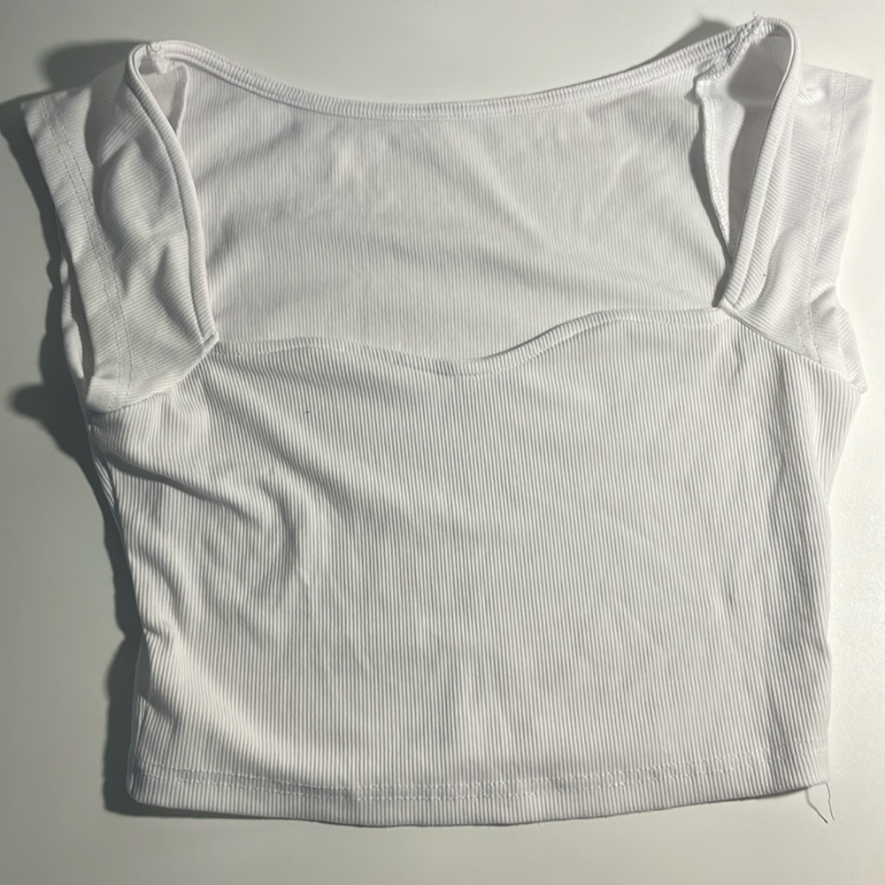 white crop top heart neckline